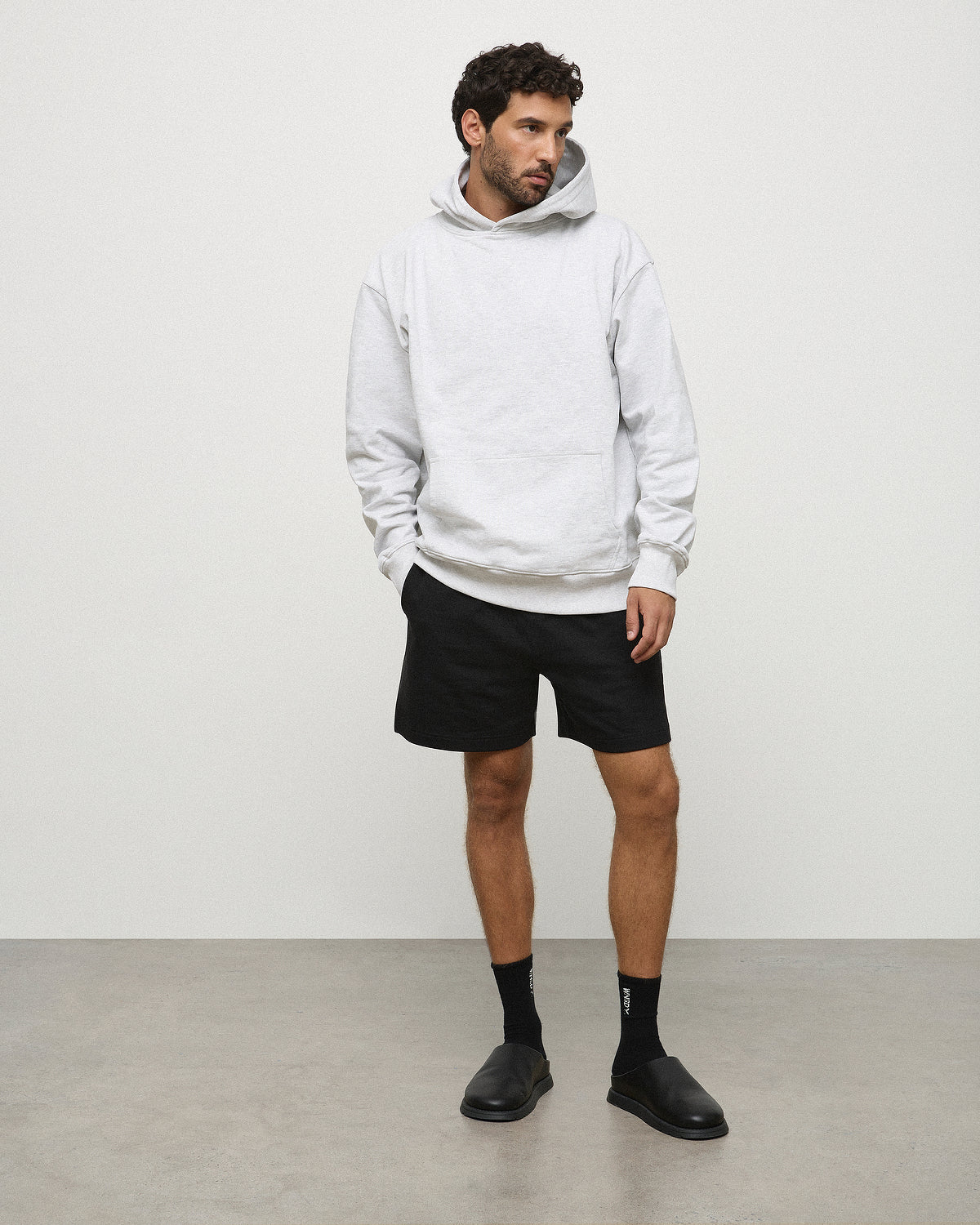 The Essential Hoodie - White Grey Marle