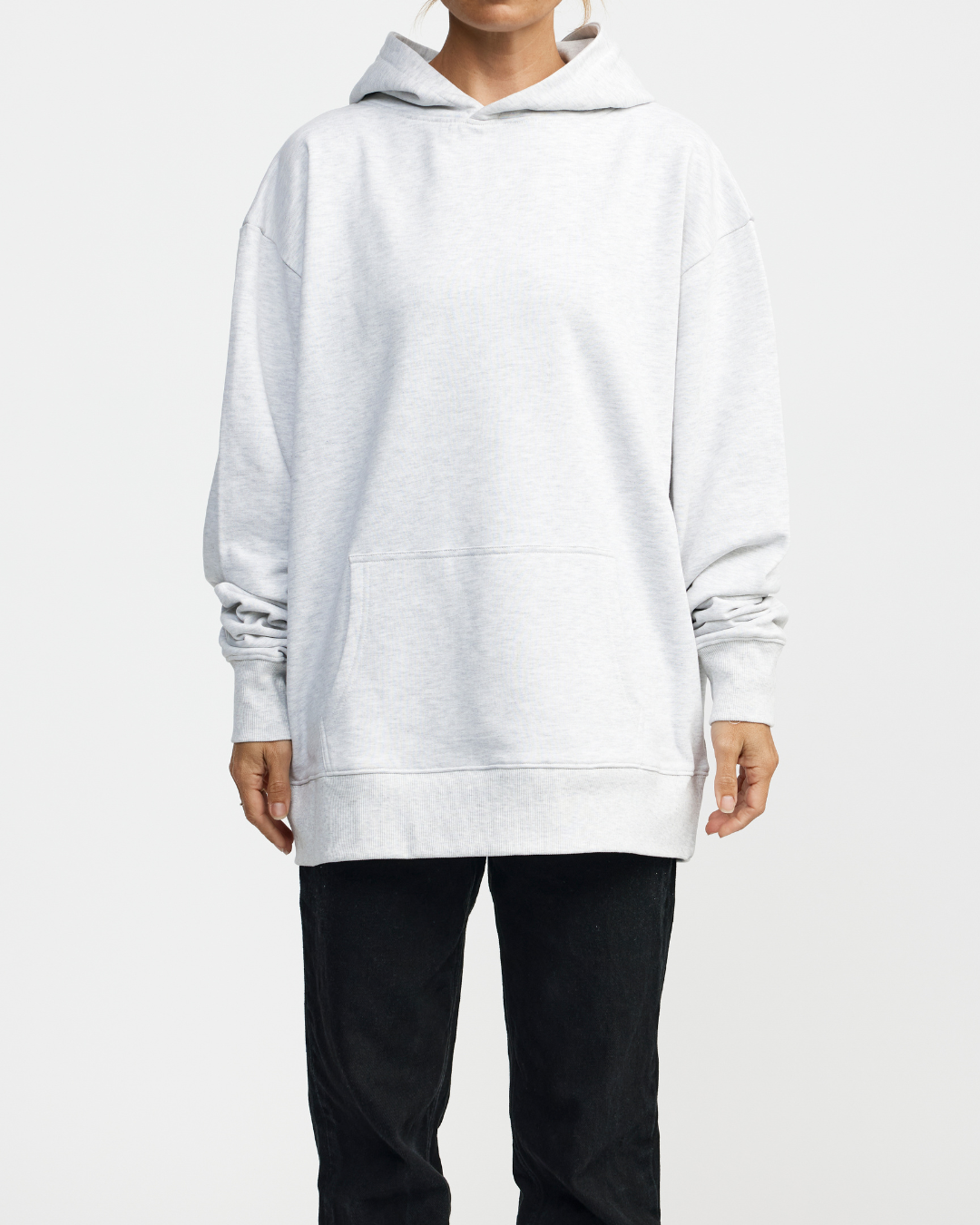 The Essential Hoodie - White Grey Marle