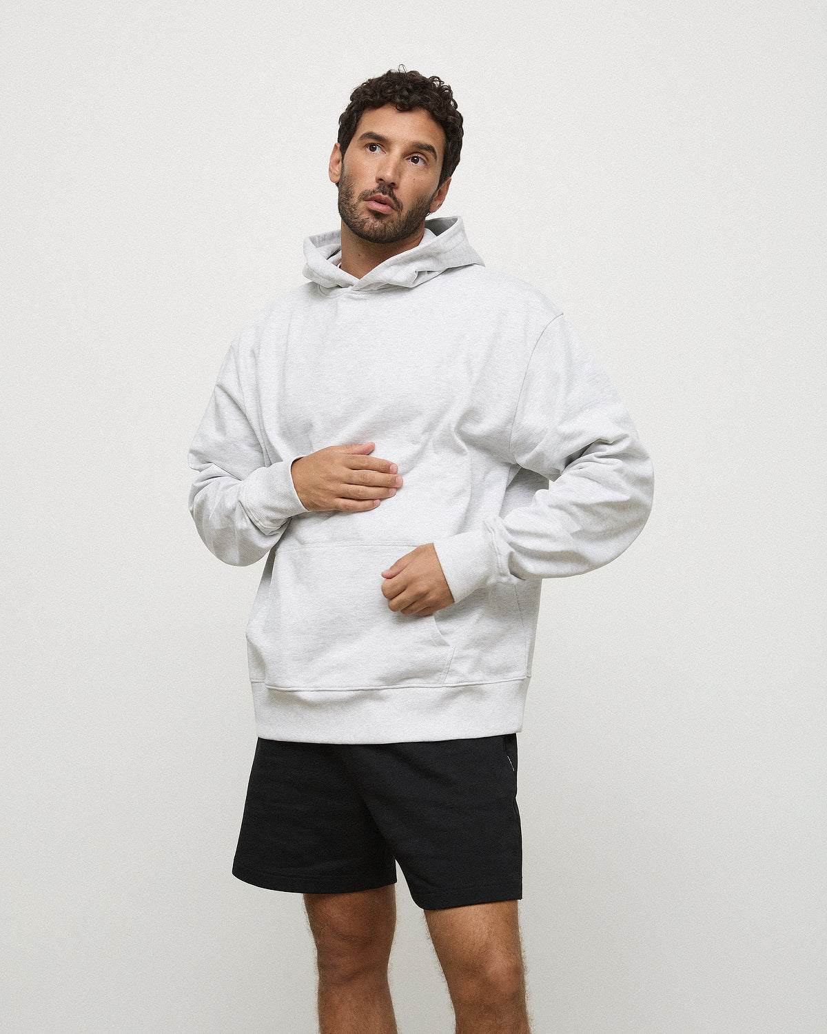 The Essential Hoodie - White Grey Marle